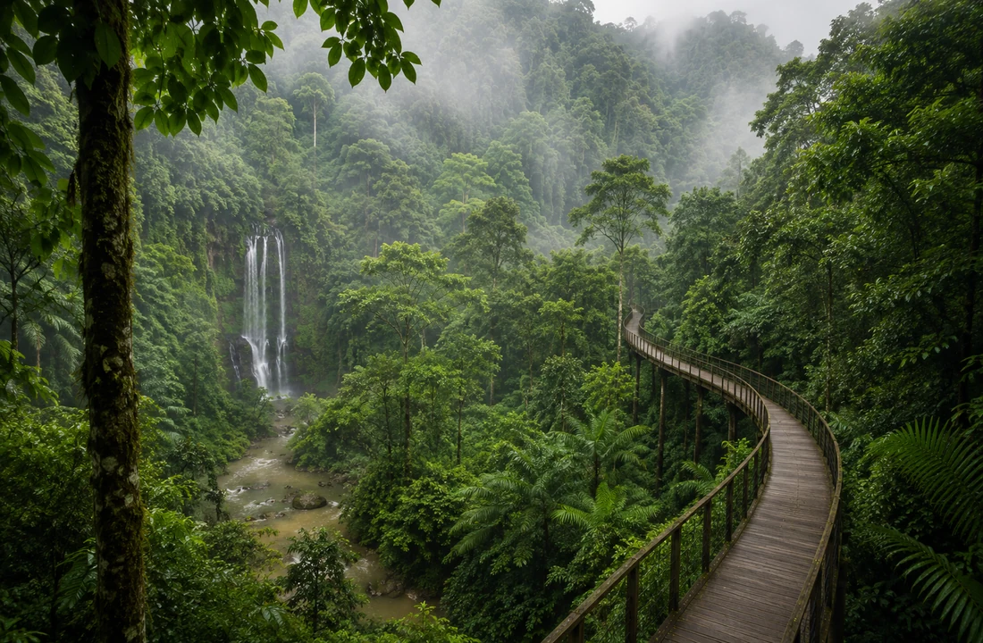 Canopy trail in a Malaysian rainforest
