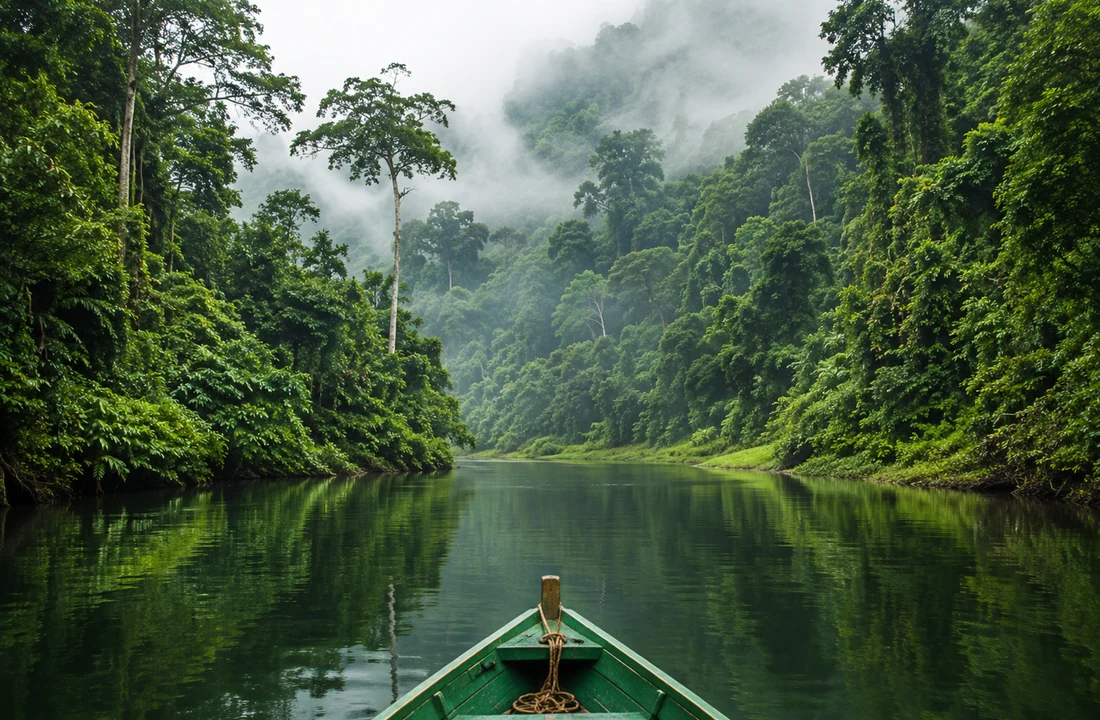 Rainforest river in Borneo Malaysia